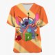 thumbnail image 5 of Camisa de trabajo para mujer con estampado navideño de Disney Stitch, camiseta de manga corta con cuello en V, blusas, ropa de cuidado, ropa de enfermera, cintura, 5 of 5