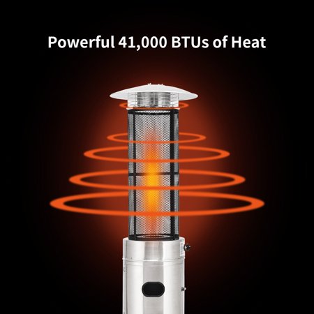 41000 Btu Patio Heaters Stainless Steel Round Propane Glass Tube