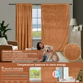 thumbnail image 2 of Lapalife 2 Panels Blackout Velvet Curtains, Scroll Floral Pattern Rod Pocket Thermal Insulated Velvet Curtain Drapes for Living Room, 52"x 108", Orange, 2 of 7