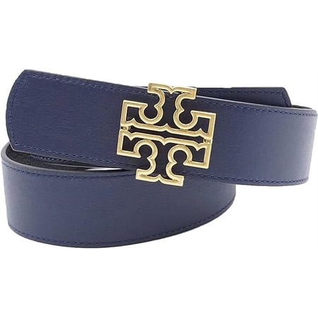 Tory Burch 84841 Britten Black & Royal Navy Blue With Gold Hardware Women's Reversible 1.5" Width Belt Size Medium
