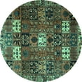 thumbnail image 1 of Ahgly Company Machine Washable Indoor Round Persian Turquoise Blue Traditional Area Rugs, 4' Round, 1 of 4