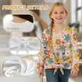 thumbnail image 6 of Xixirimido Hippie Flower Pink Printed Girls Long Sleeve Shirts Casual T-shirt Loose Fit Tunic Tops Crewneck Tie-hem Blouse Tees for Fall Winter, Size 7-8, 6 of 7