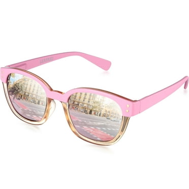 Leafael Polarized Sunglasses Women's Trendy Two Tone Retro Design, 100% UV Protection, Classic Pink Square, Casual & Active