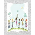 thumbnail image 1 of Kids Sports Tapestry, Doodle Children Doing Different Sports in A Sunny Spring Day Playroom Cartoon, Wall Hanging for Bedroom Living Room Dorm Decor, 40W X 60L Inches, Multicolor, by Ambesonne, 1 of 2