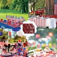 thumbnail image 4 of Qocolhg Independence Day Placemats, Cotton Linen Memorial Day Table Mats Non-Slip Washable American 4th of July Veterans Day Stars Plaid Placemat for Holiday Party Kitchen Dining Table Decor, 4 of 5