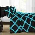 thumbnail image 2 of 1 Piece Luxury Two Tone Diamond Ruffle Pattern Comforter Super Soft All Season 800 Thread Count, 100% Egyptian Cotton, Oversized Super King Size Turquoise Blue/Black Solid Color, 2 of 4