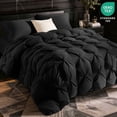 thumbnail image 2 of SONORO KATE Pinch Pleat Feather Down Comforter Queen Size, High Fill Power Soft Duvet Insert with Corner Tabs, All Season Bedding Comforter (90"x90", Black), 2 of 7