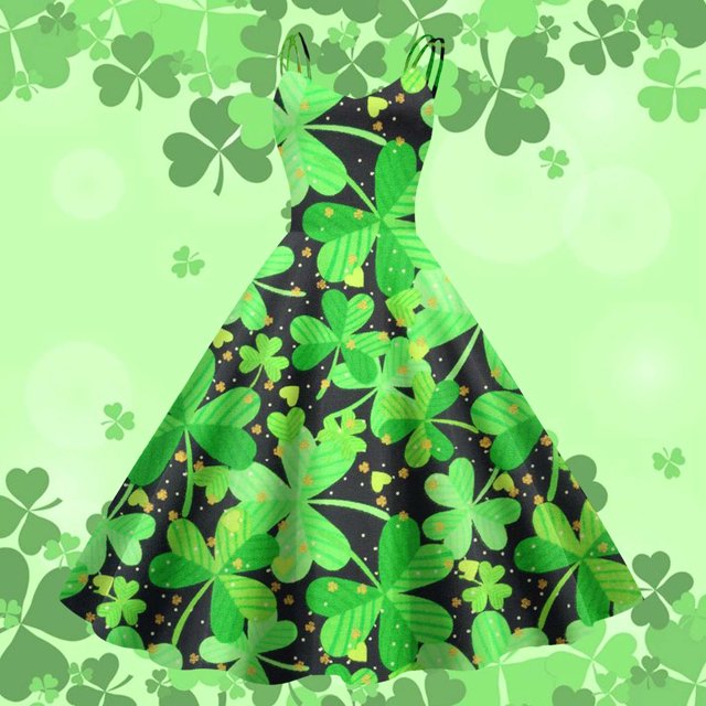 WILLBEST Vestidos Casuales Para Mujer Verano Vestido Elegante Con Estampado Floral Del Día De San Patricio Para Fiestas Y Celebraciones 10