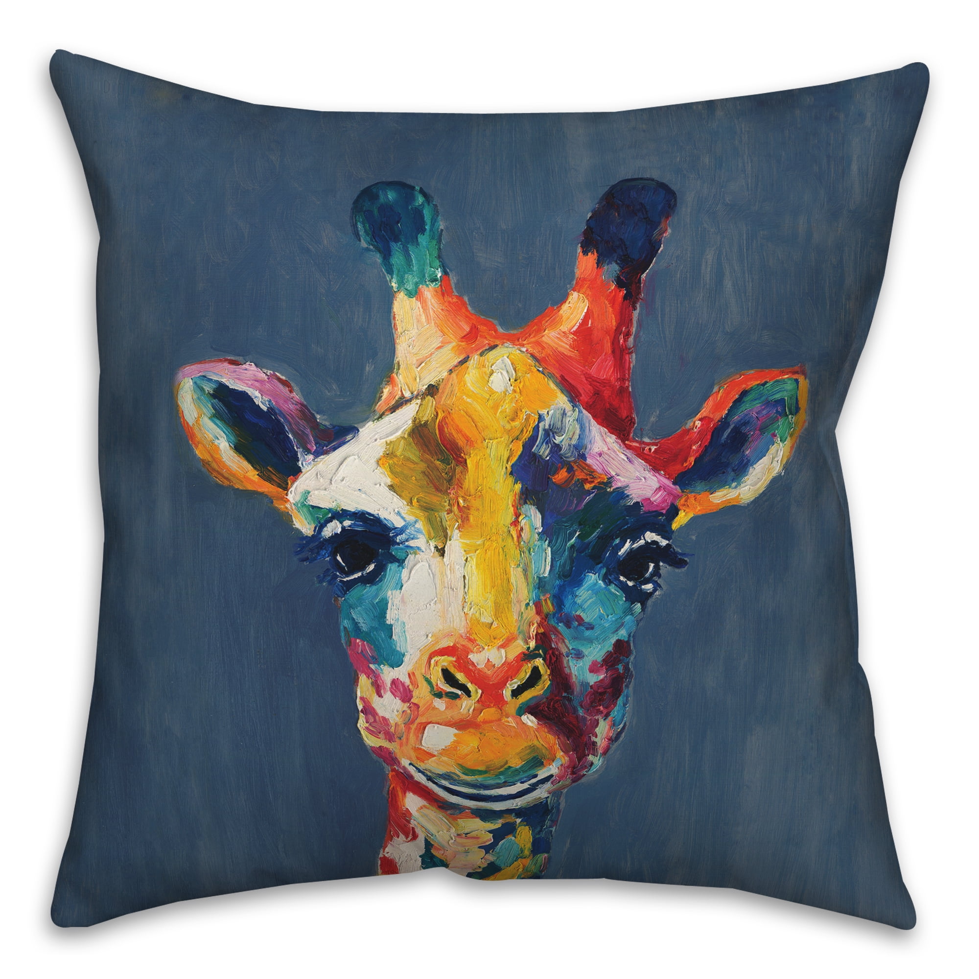 Creative Products Colorful Giraffe on Blue 18x18 Indoor / Outdoor Pillow
