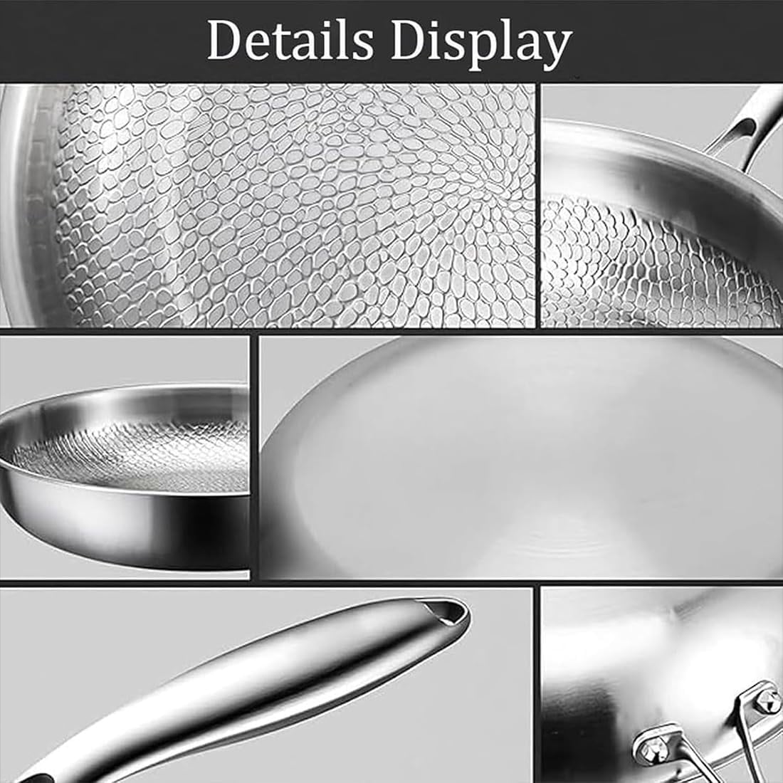 Titancore Titanium Hammered Pan Pro, Pure Titaniums Frying Pan Multifunctional Non Stick, Titanium Hammered Wok Pro With Lid Set Wok Induction Gas Electric Stoves