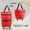 Red, variant on Portable Shopping Wheel Bag Trolley with Telescopic Handle 30L Foldable Supermarket Cart for Groceries Vegetables Beverages Retractable Wheels Zippered Storage 15kg Capacity