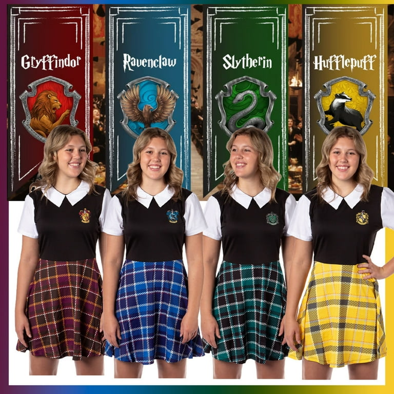 Harry Potter Costume Dress Cosplay Plaid Skirt Dresses For Women Juniors, All 4 Hogwarts Houses Available Harry Potter Costume Dress Cosplay Plaid Skirt Dresses For Women Juniors, All 4 Hogwarts Houses Available