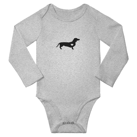 

Dachshund Love Funny Baby Long Sleeve Bodysuit Boy Girl Unisex (Gray 6M)