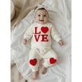 thumbnail image 2 of Infant Toddler Baby Girl Valentines Day Outfit Love Heart Sweatshirt Pant Sets Valentine's Gift Set, 2 of 8