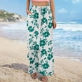 thumbnail image 5 of Sexlip Wide Leg Pants for Women Floral Printed Elastic Waist Drawstring Casual Loose Fit Long Flowy Trousers Green M, 5 of 8