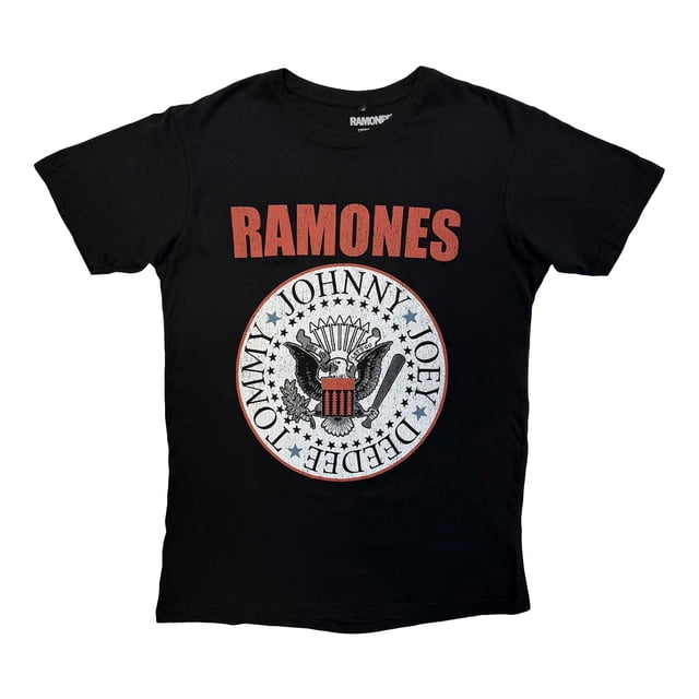 Ramones T-Shirt Texte « Hey Ho » à Blocs Rouges pour Adulte