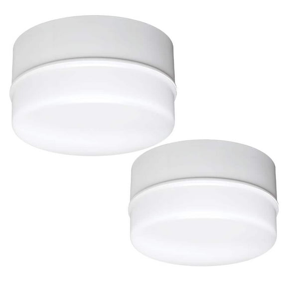 Open Box Commercial Electric Spin Light 5 in. White LED Flush Mount Ceiling Light 600 Lumens 4000K Bright White Closet Basement Utility (2 Pack)