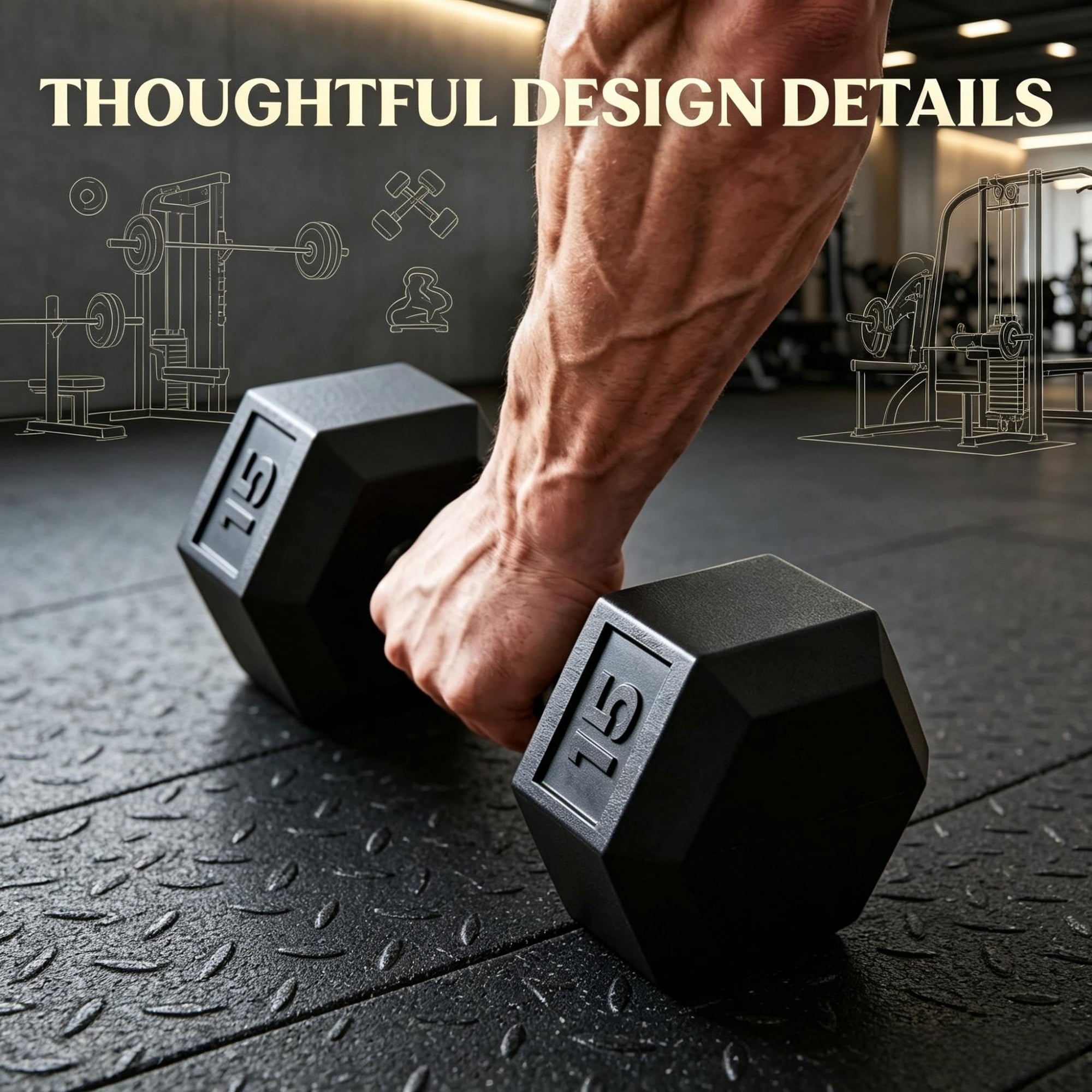2 X 15lbs Hex Dumbbell Set for Home Gym Workout Rubber Weights with Non-Slip Handles Anti-Roll Fitness Exercise Dumbbells for Women And Men, Black