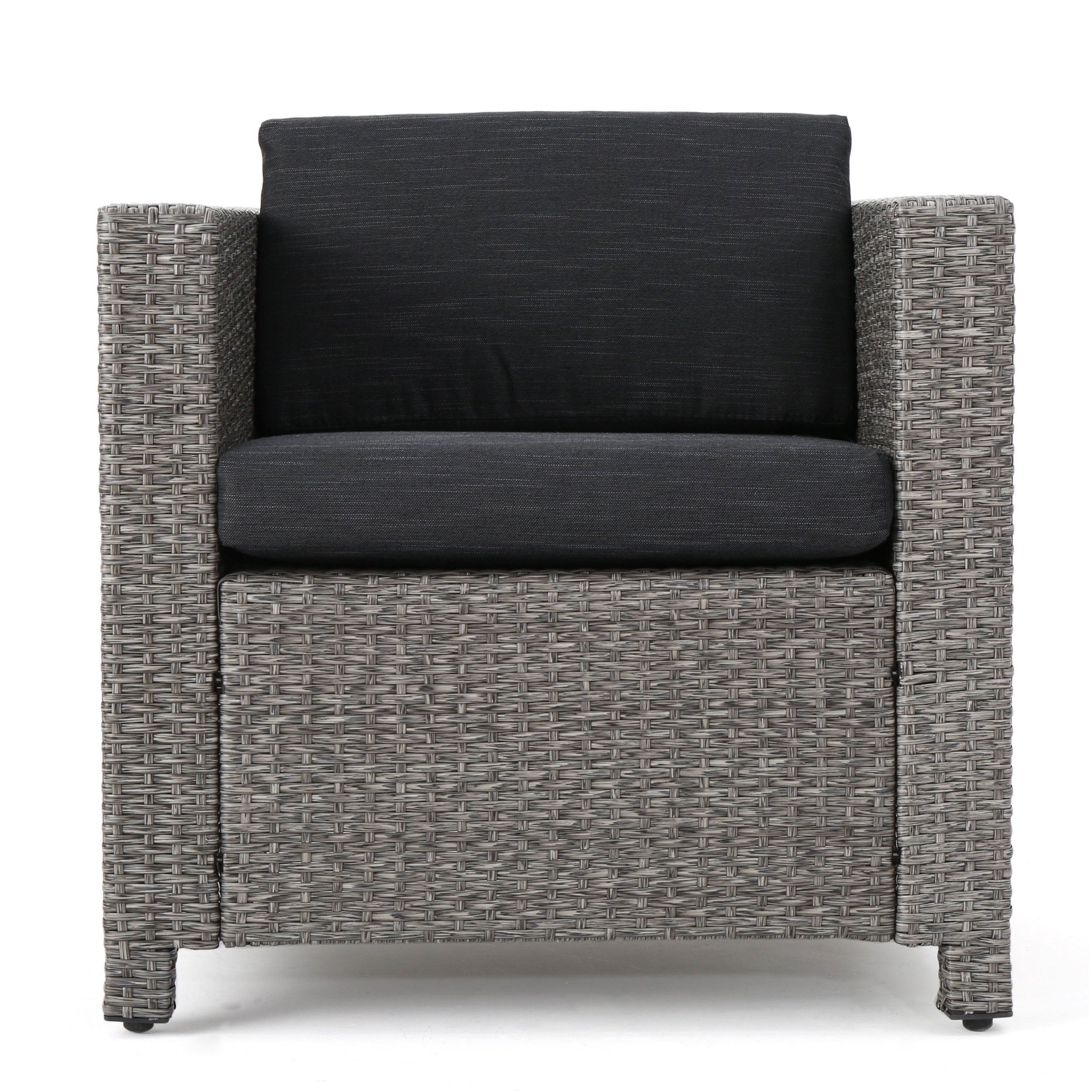 Outdoor Sofa Set 4 Piece, Patio Furniture Set, Wicker Sofa Set with Loveseat 2 Chairs Table, All-Weather PE Rattan and Water-Resistant Cushions, Modern Outdoor Seating, Black