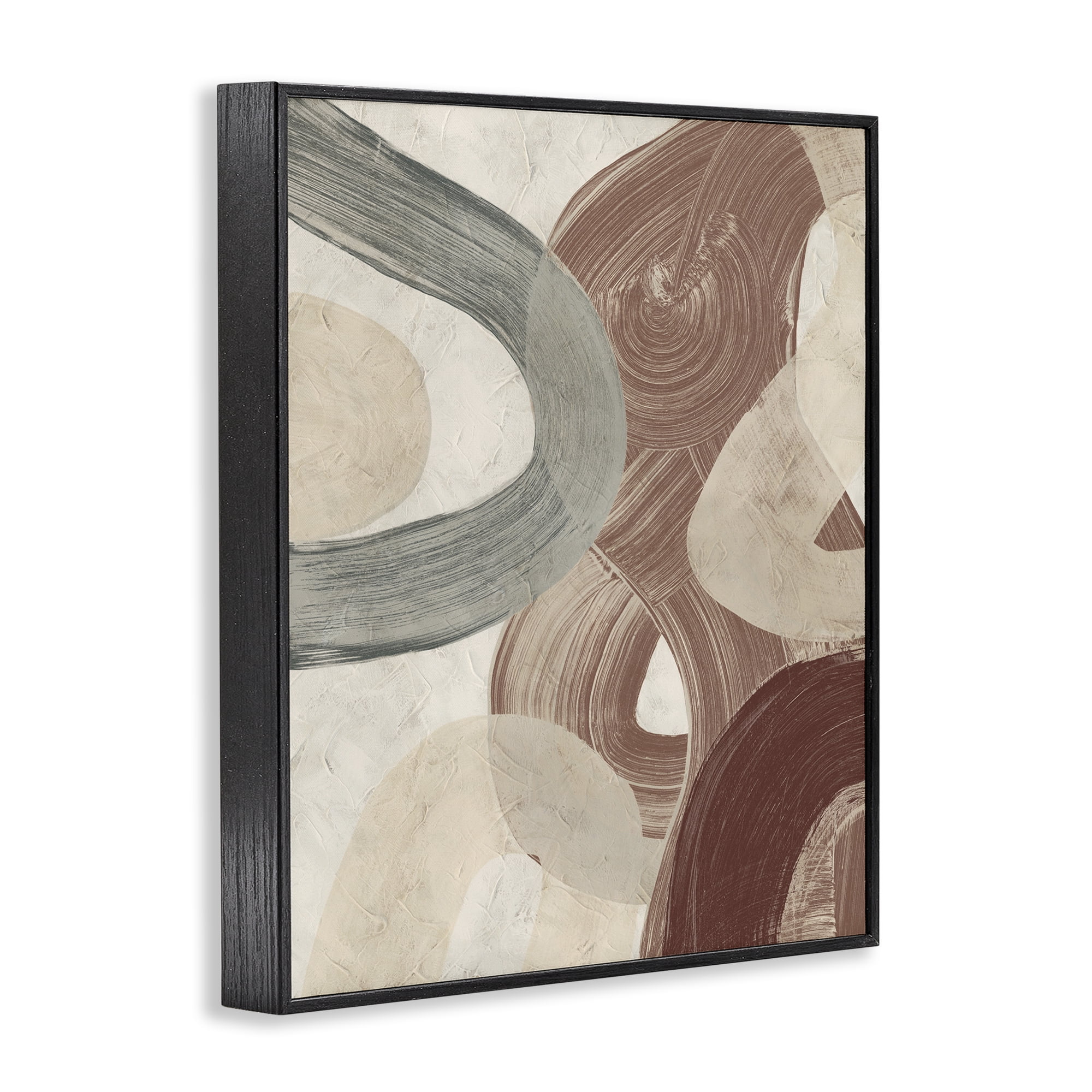 Stupell Industries Abstract Southwestern Neutrals Abstract Painting Black Framed Art Print Wall Art, 24 x 30