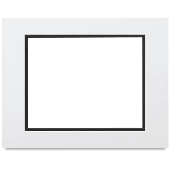 Crescent Select Conservation Solids Pre-Cut Double Mat - Vivid White/Deep Black, 4 ply, 11" x 14"