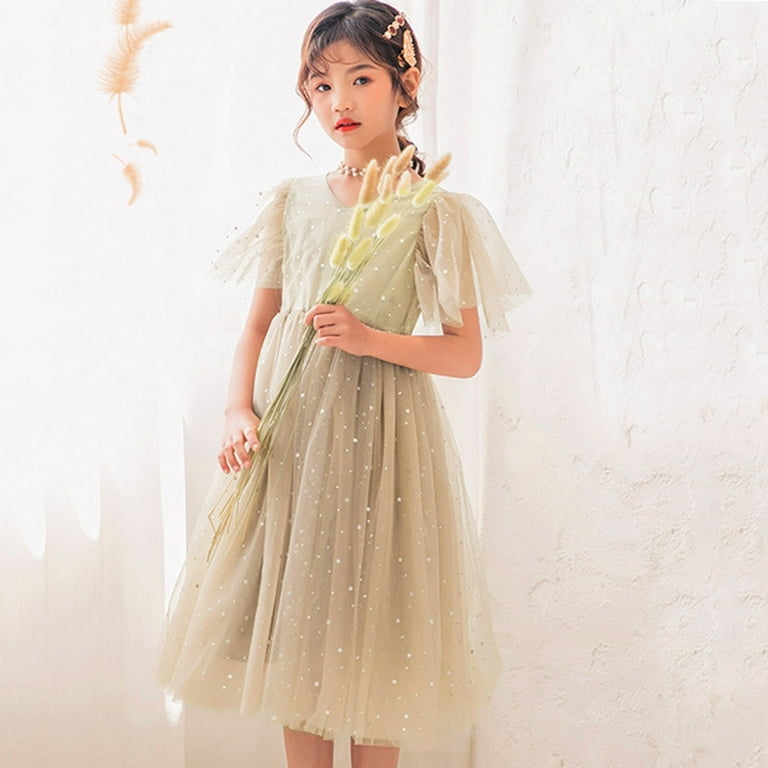 boho dress size 10 ZPWKLM Boho Dresses for Girl Long Star Printed Big Sleeveless Beach Essentials for Girl,A,Size 10-11 Years, Infant Girl's, White