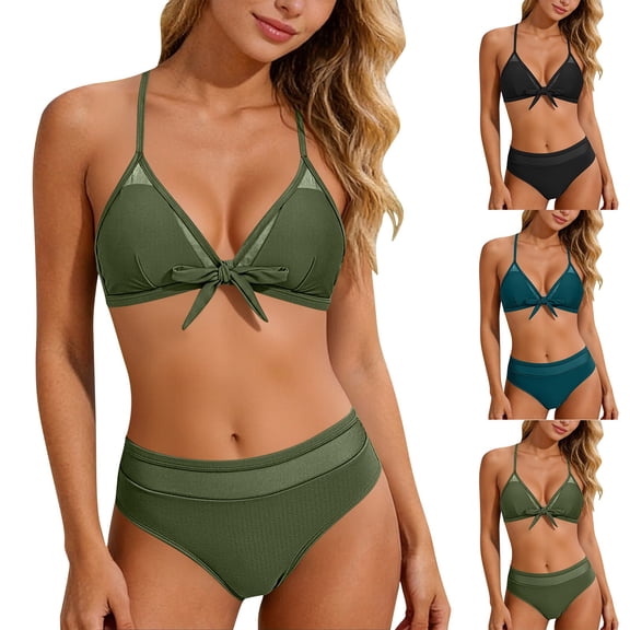 Fjofpr womens swimming suits 2 piece set Women's 2025 Spring Fashion Conservative Solid Color Skirt Style Split Joint Swimsuit Set