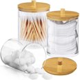 thumbnail image 1 of 3 Pieces Cotton Swab Box, Cotton Swab Dispenser, Cotton Storage with Bamboo Lid, Cotton Swab Box, Cotton Box Suitable for Dental Floss, Puffs, etc. Small Objects, 1 of 5