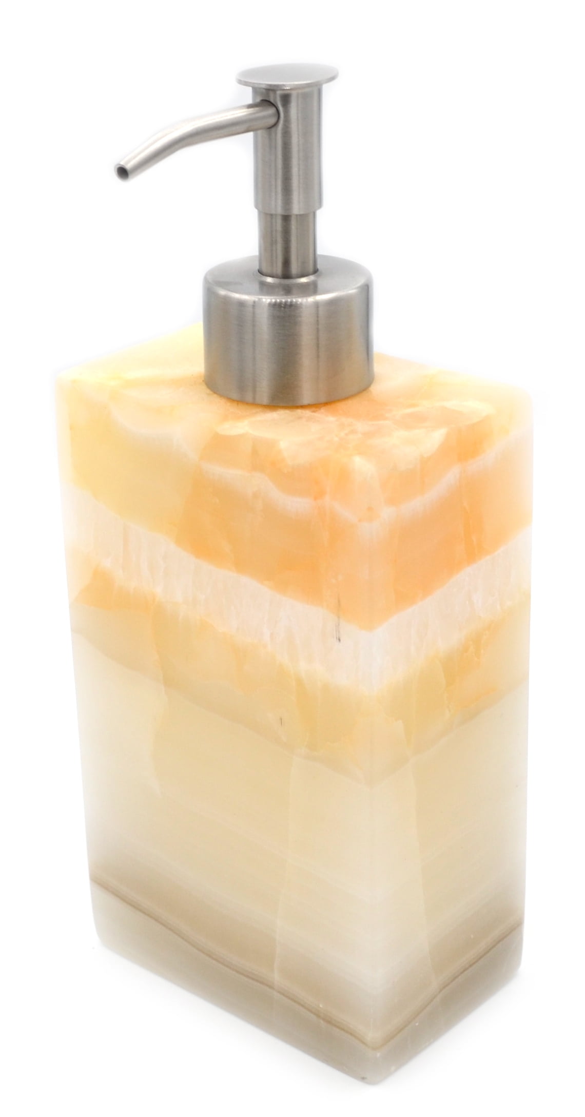 Stormy Gray Stone Soap Dispenser, 6" Tall (2.35lbs), Carved From Real