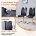 thumbnail image 4 of StnTalk Black Dining Chairs Set of 6, Modern Faux Leather Upholstered Kitchen & Dining Room Chairs with Curved Backrest Handle and Sliver Metal Legs, Comfortable Armless Side Chairs, Easy Assembly, 4 of 7
