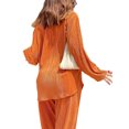 thumbnail image 4 of VISgogo Traje de Pijama de Dos Piezas para Mujer, Tops de Manga Larga con Botones y Cuello Vuelto de Color Sólido + Pantalones Largos con Cintura Elástica VISgogo moda, 4 of 5
