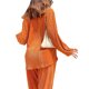 thumbnail image 4 of VISgogo Traje de Pijama de Dos Piezas para Mujer, Tops de Manga Larga con Botones y Cuello Vuelto de Color Sólido + Pantalones Largos con Cintura Elástica VISgogo moda, 4 of 5