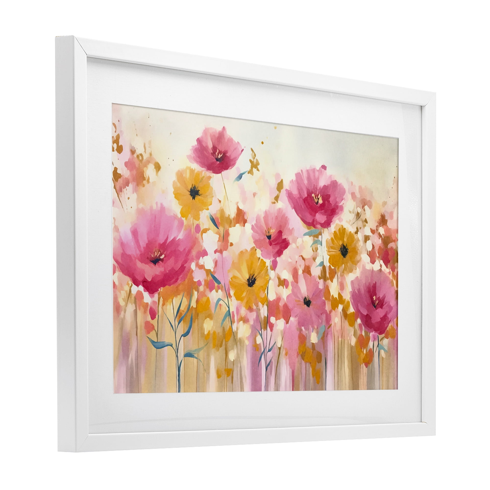 Stupell Industries Blooming Whimsy Pink & Yellow White Framed Print Under Glass, design by Andrea Haase
