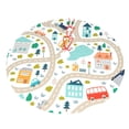 thumbnail image 3 of Kll 36" Christmas Tree Skirt Hand Drawn Cars Trucks Buses And Roads Xmas Tree Skirts Mat For New Year Xmas Holiday Party Indoor Outdoor Home Decoration, 3 of 9