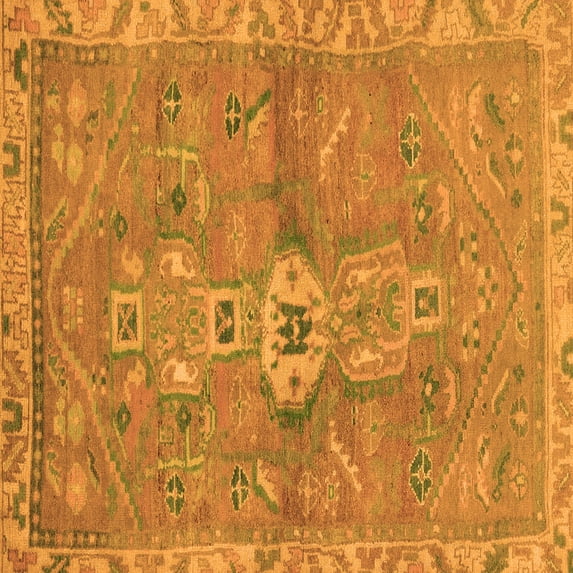 Ahgly Company Indoor Square Abstract Orange Modern Area Rugs, 8' Square