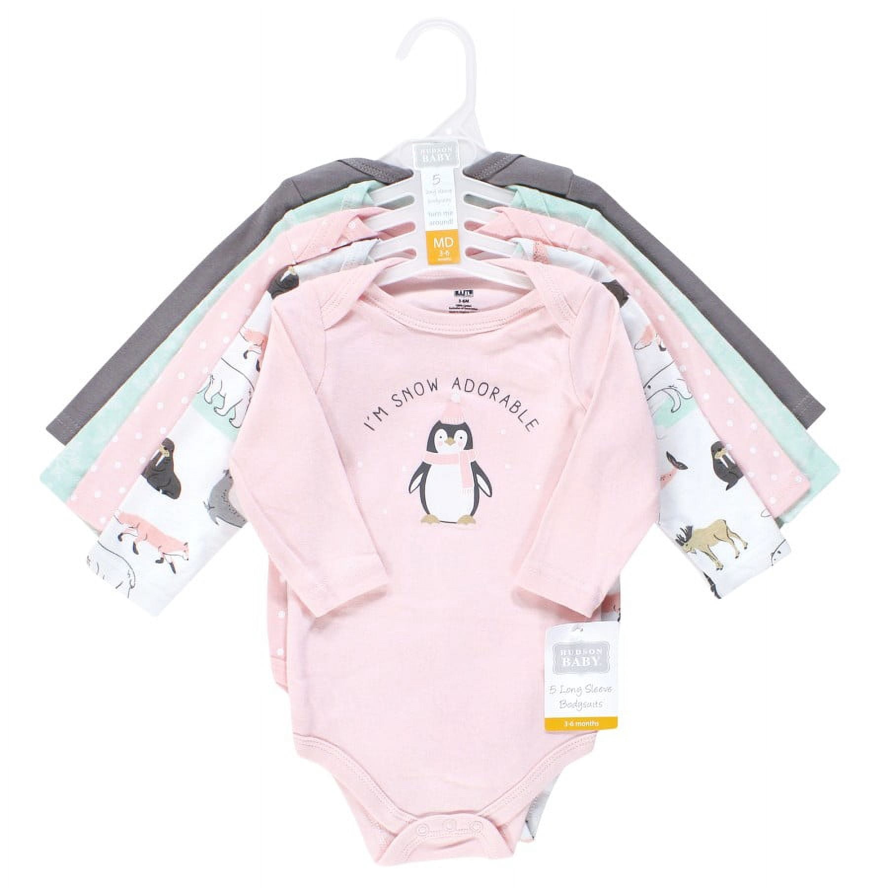 Hudson Baby Cotton Long-Sleeve Bodysuits, 5-Pack, Newborn- 24 Months