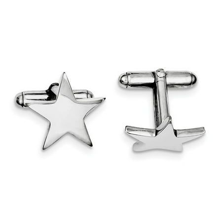 Sterling Silver Polished Star Cuff Links