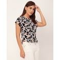 thumbnail image 3 of Moomaya Round Neck Short Sleeve Printed Loose Fit Top - Women's Casual Top, 3 of 9