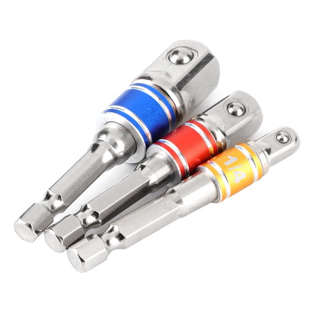 Khall Hex Socket Adapter, 3Pcs/Set Hex Drill Bit Socket Adapter Drive Electric Impact Driver 1/4in 3/8in 1/2in