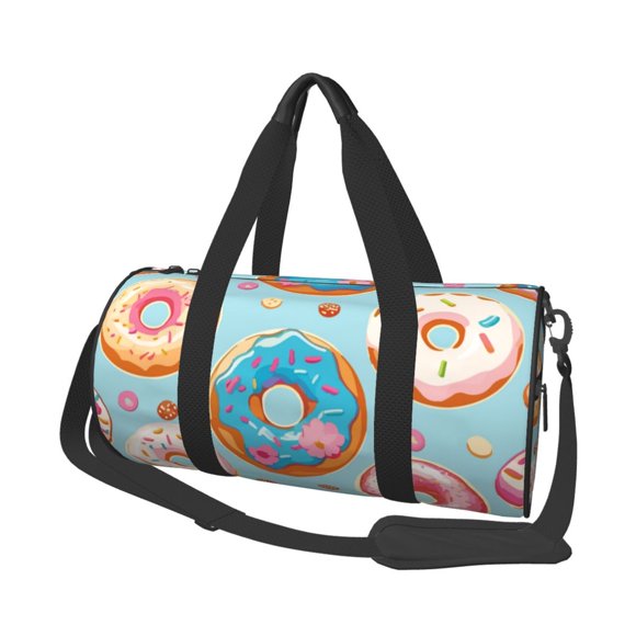 Fotbe Colorful Donut Pattern Foldable Sports Gym Bag with Wet Dry Pocket, Travel Bag, Large Capacity Duffel Bag, Splash Proof Carry on Bag, Overnight Bag, Weekender Bag