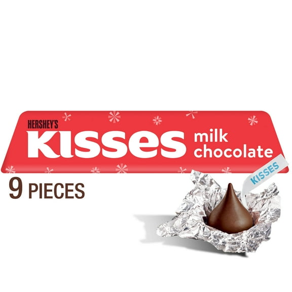 Hershey's Kisses Milk Chocolate Christmas Candy, Pack 1.44 oz, 9 Pieces