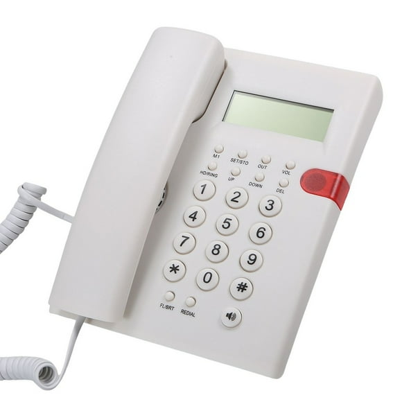TFixol Desktop Battery-free Landline Telephone with Caller Identification Adjustable LCD Screen Brightness White(US Telephone Line)