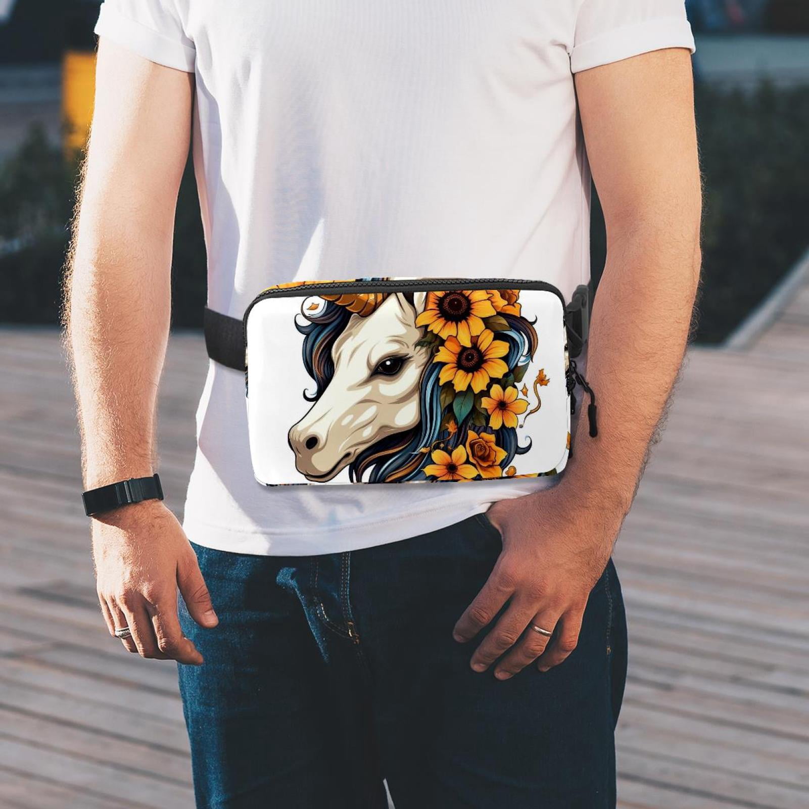 Unicorn skeleton Waist Pack Fanny Pack Running Belt Lightweight Adjustable with Extension Strap Unisex