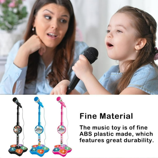 Set karaoké pour enfants avec double microphone sur trépied – bleu