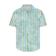 thumbnail image 4 of Lmnyox Mens Button Down Shirt Short Sleeve Collared Striped Shirt Dressy Casual Summer Vacation Beach Shirts, 4 of 5
