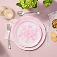 thumbnail image 3 of PYYNA-Bamboo Pink Toile Small Plates - 8" Reusable & Eco-Friendly (4-Pack) | Sturdy, Elegant & Durable Bamboo for Meals, Snacks & Desserts | Premium Tableware for Gatherings, 3 of 3