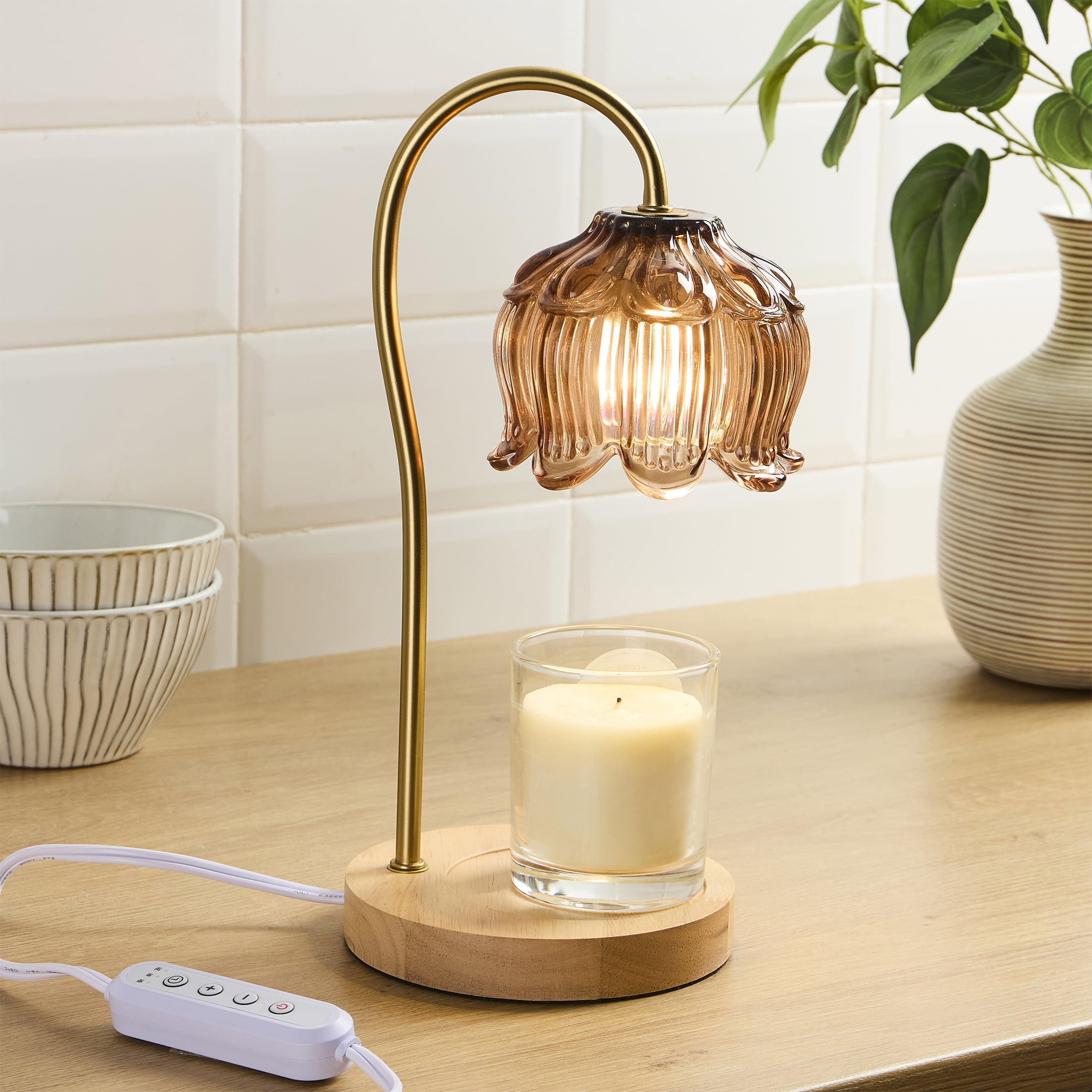 Home Décor Collection Brown 13" Candle Warmer Lamp