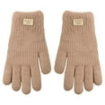 thumbnail image 2 of Women's Fleece Lined Thermal Mittens, Winter Knit Gloves with Touchscreen Fingers, Thick Warm Double Layer Cold Weather Gloves, Soft Comfortable Outdoor Skiing and Cycling Accessories for Women Khaki, 2 of 5