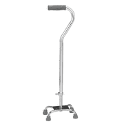 Carex Large Base Offset Quad Cane for all Occasions, Height Adjustable, 250 lb Capacity, Silver