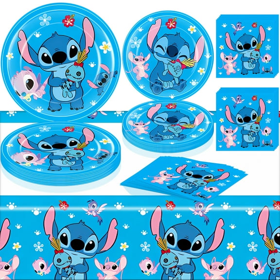 61 PCS Tableware Sets, Birthday Party Supplies Paper Plates and Napkins Set Includes 40 PCS Paper Plates 20 PCS Napkins 1 PCS Tablecover for Party Supplies